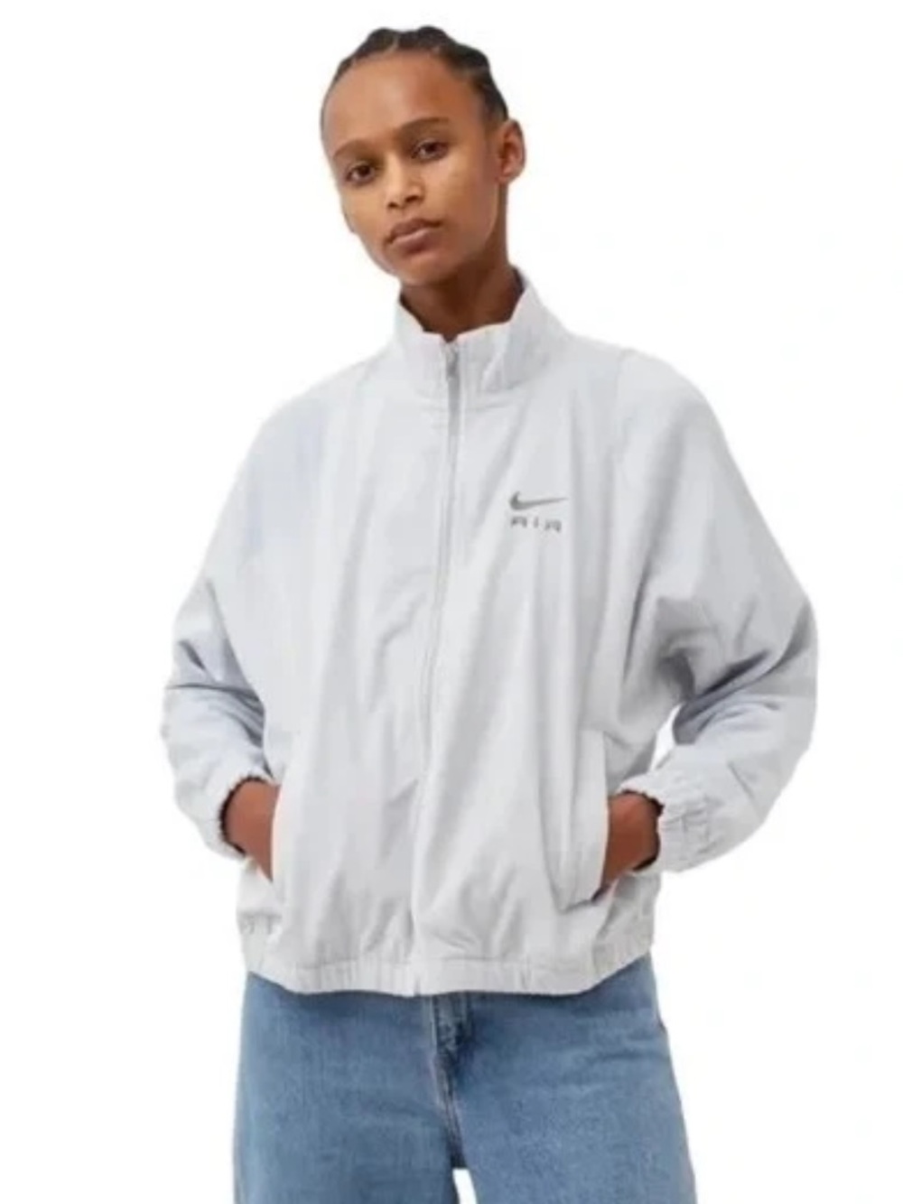 Nike Air Women's Corduroy Fleece Full-Zip Jacket Pure Platinum-silver XL Blue